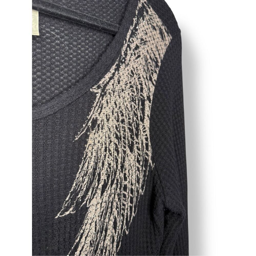 Vocal Apparel Women’s Large Angel Wings Waffle Knit Shirt Rhinestone Grunge Y2K - Picture 4 of 7